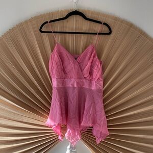 Vintage Y2K Silk Spencer Jeremy Pink Asymmetrical Tank Top